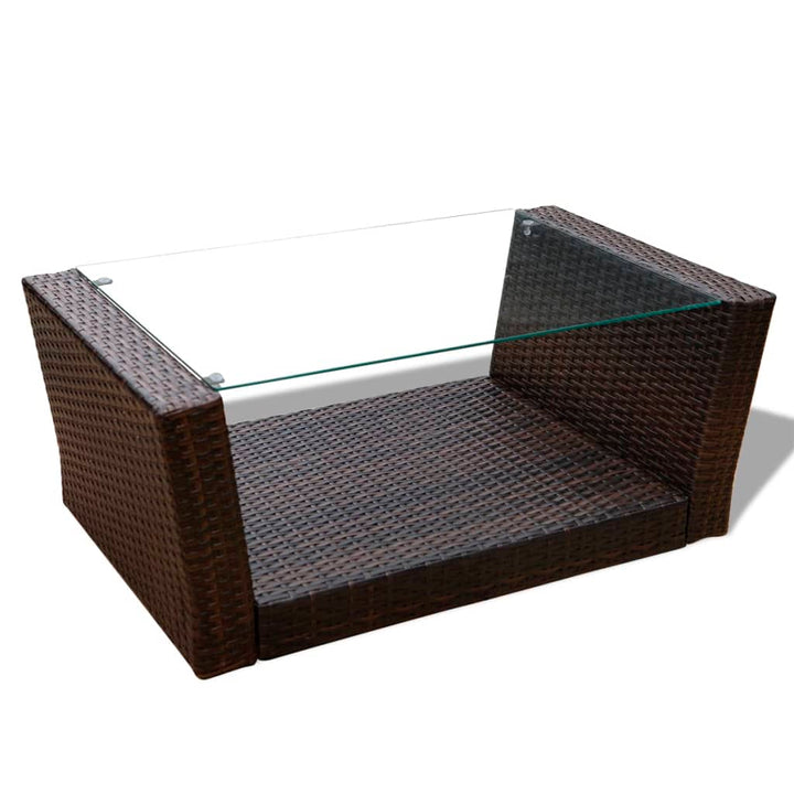 haveloungesæt 4 dele med hynder polyrattan brun