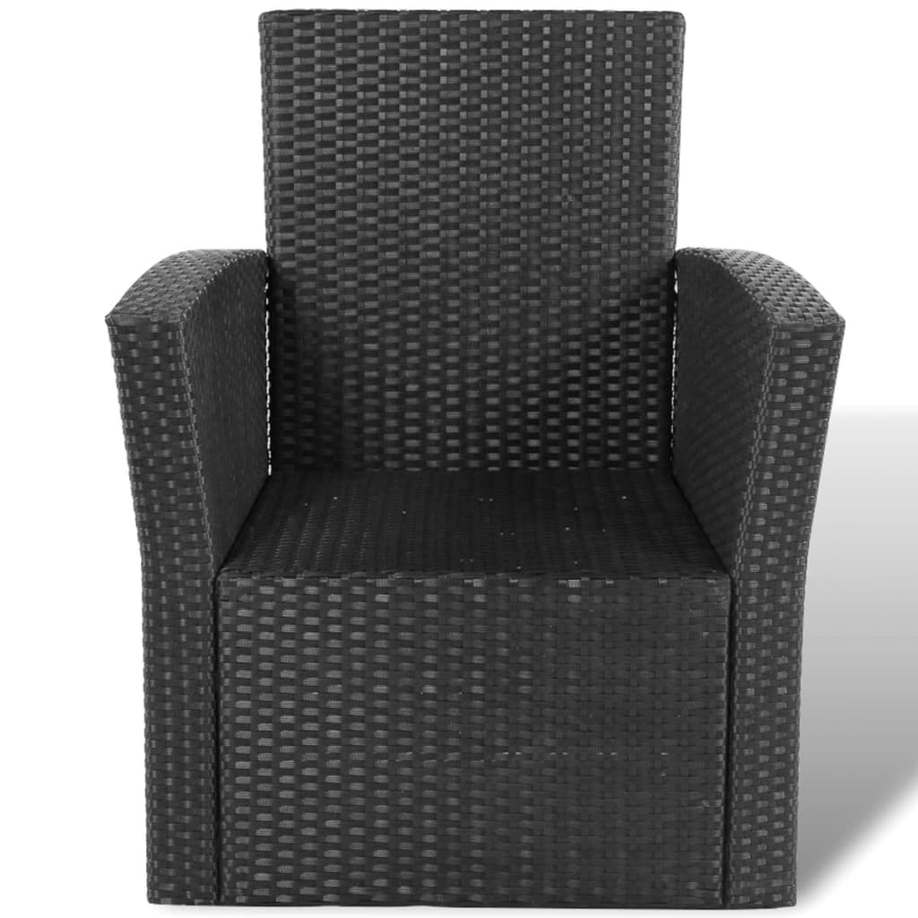 haveloungesæt 4 dele med hynder polyrattan sort