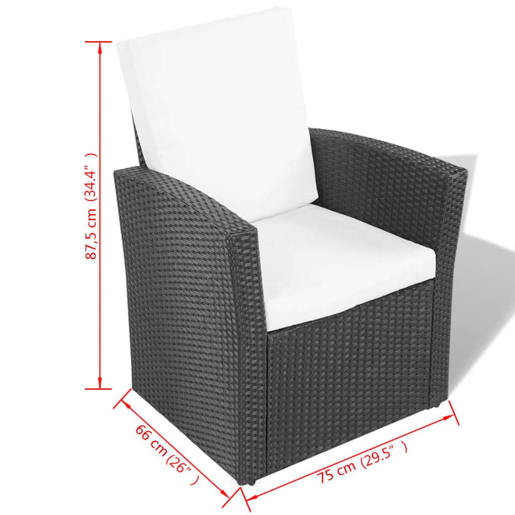 haveloungesæt 4 dele med hynder polyrattan sort