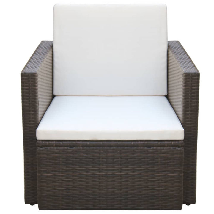 havestol med hynder polyrattan brun