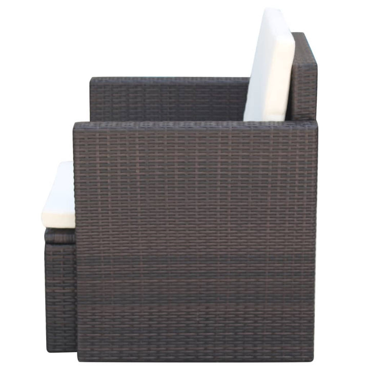 havestol med hynder polyrattan brun