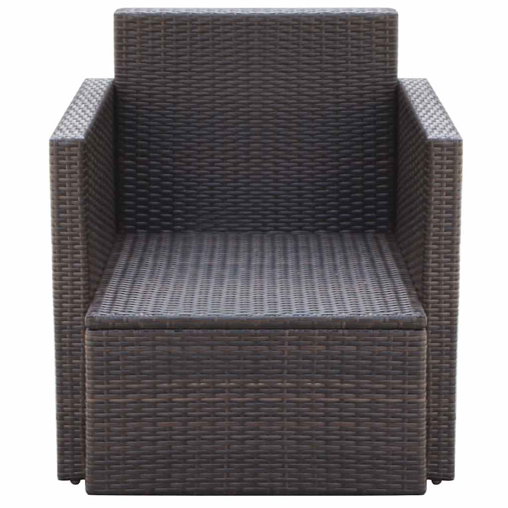 havestol med hynder polyrattan brun