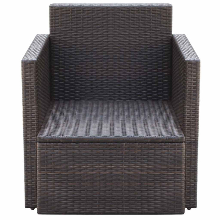 havestol med hynder polyrattan brun