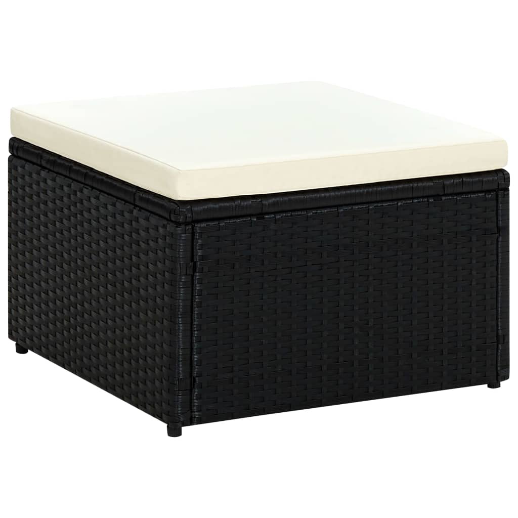 fodskammel ottoman i polyrattan 53 x 53 x 30 cm sort