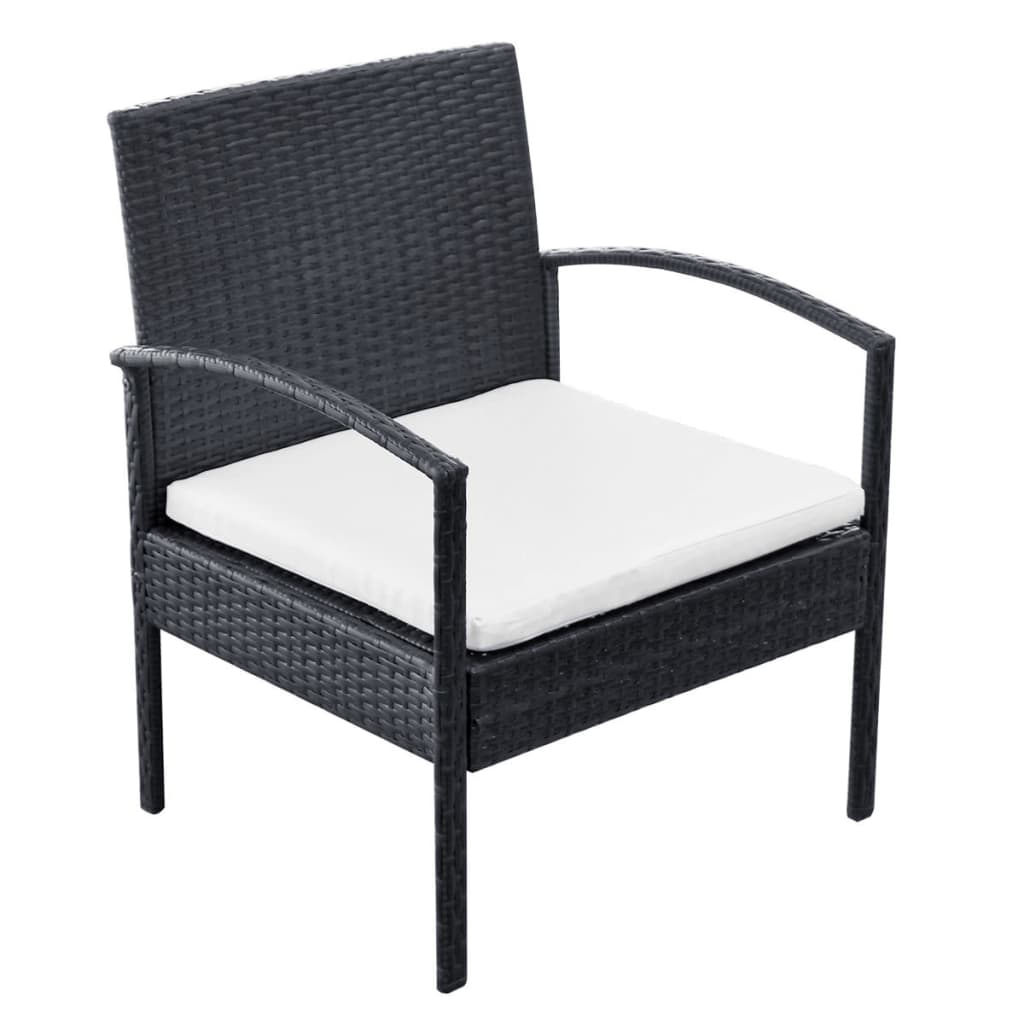 haveloungesæt 4 dele med hynder polyrattan sort