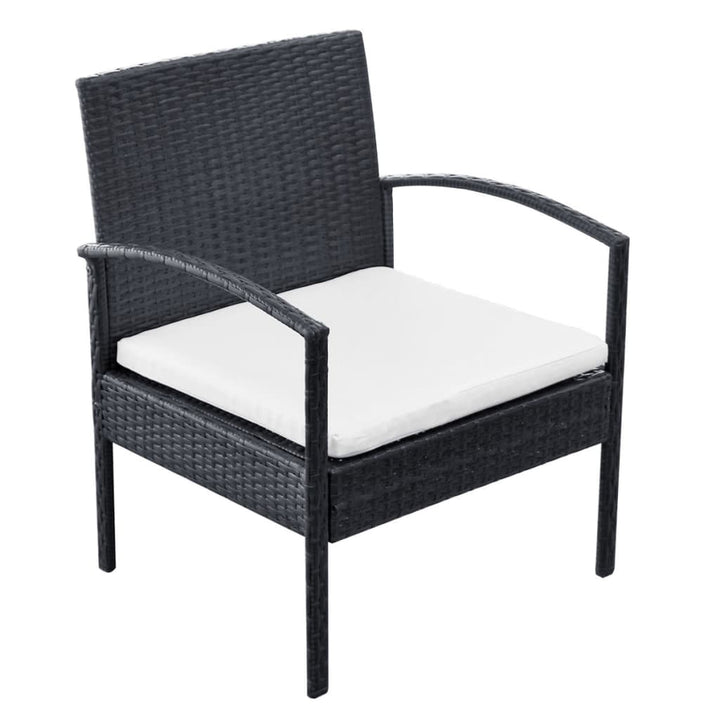 haveloungesæt 4 dele med hynder polyrattan sort