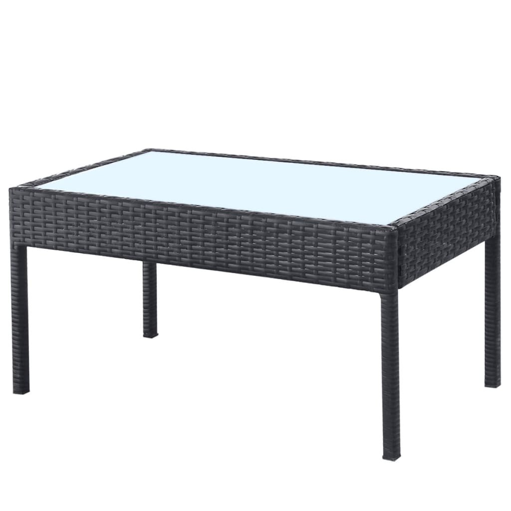 haveloungesæt 4 dele med hynder polyrattan sort