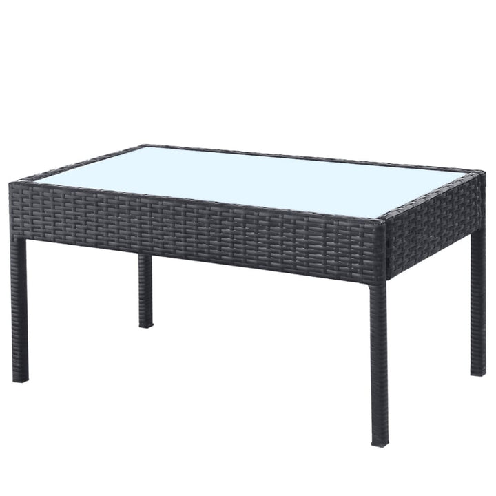 haveloungesæt 4 dele med hynder polyrattan sort