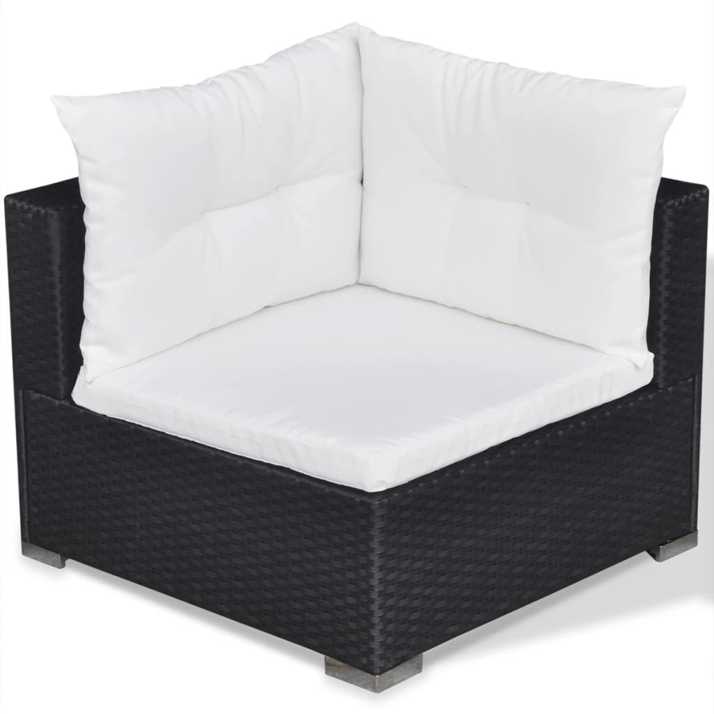 loungesæt til haven 5 dele med hynder polyrattan sort