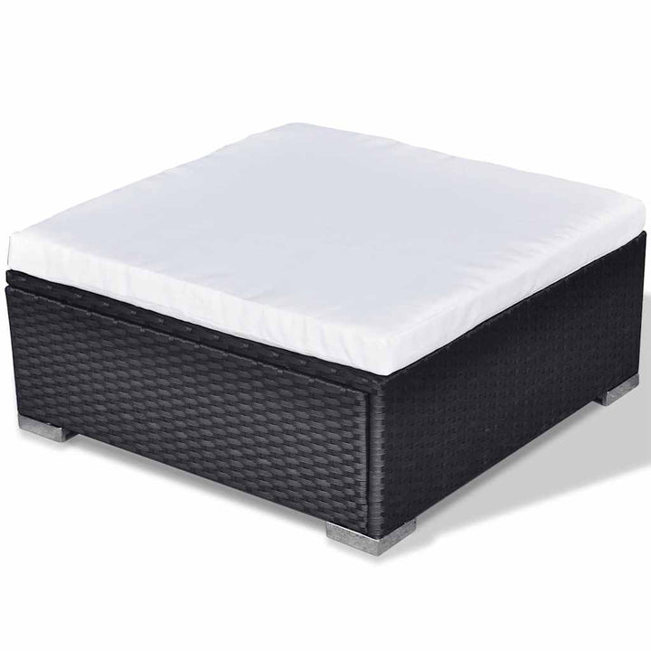 loungesæt til haven 6 dele med hynder polyrattan sort