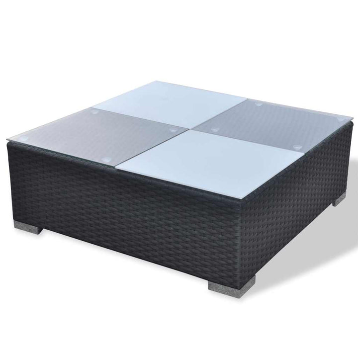 loungesæt til haven 6 dele med hynder polyrattan sort