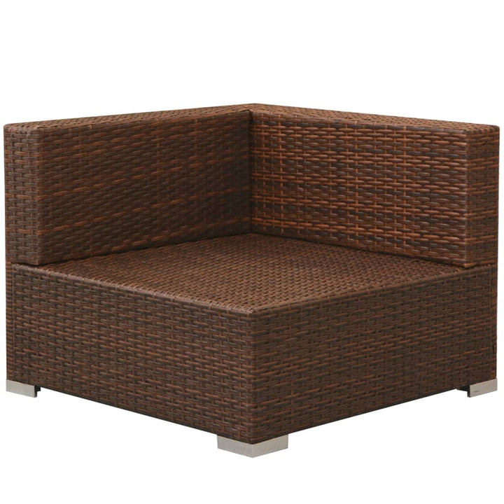 loungesæt til haven 3 dele med hynder polyrattan brun