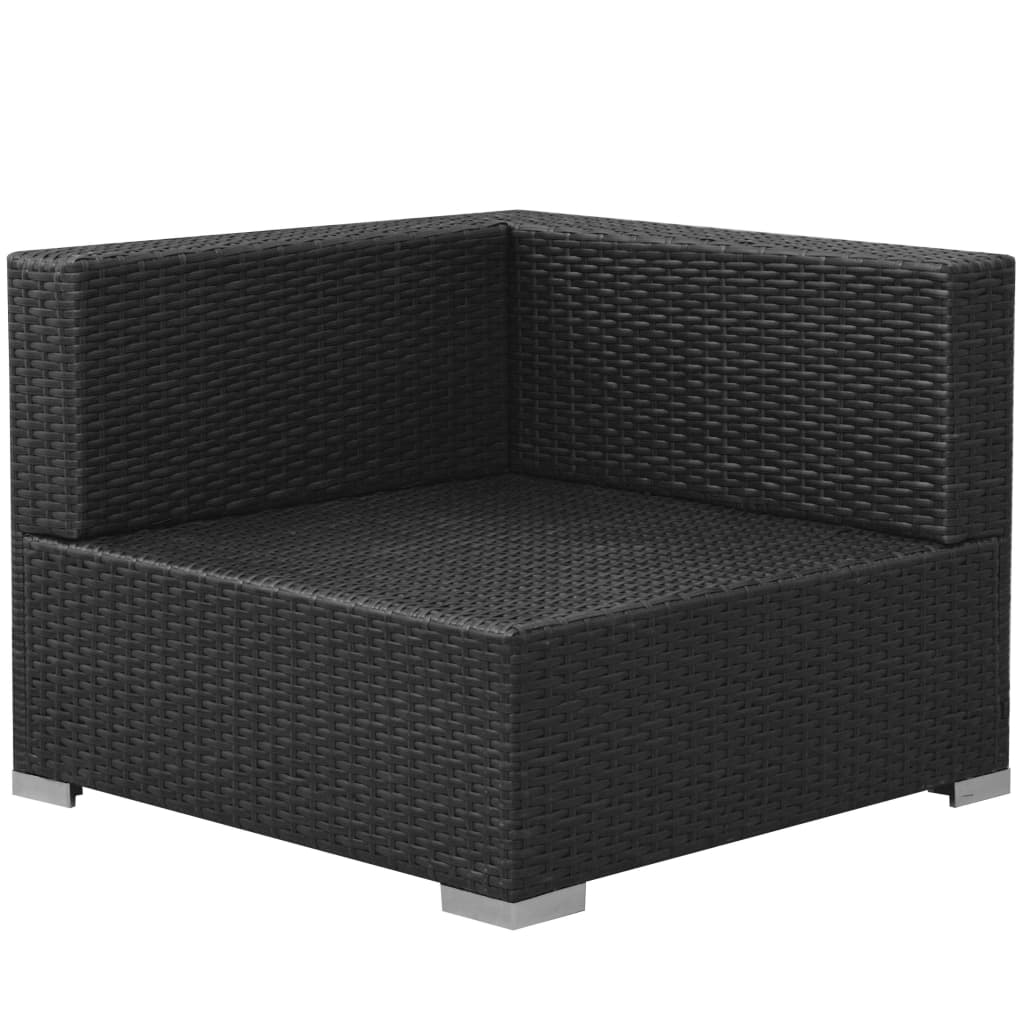 haveloungesæt 3 dele med hynder polyrattan sort