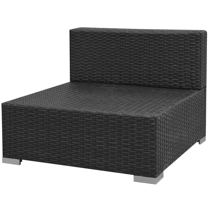 haveloungesæt 7 dele med baldakin polyrattan sort