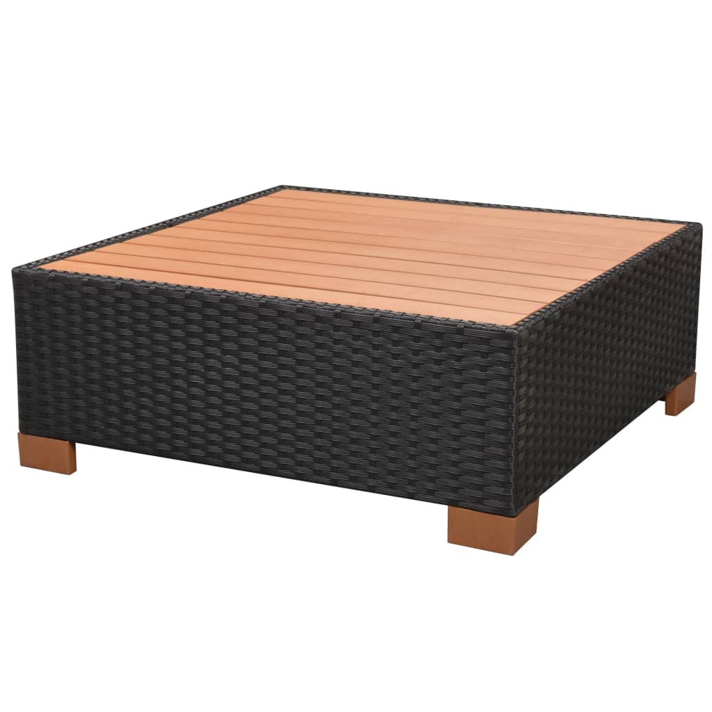 haveloungesæt 7 dele med hynder polyrattan sort