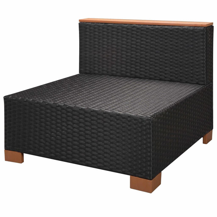 haveloungesæt 9 dele med hynder polyrattan sort