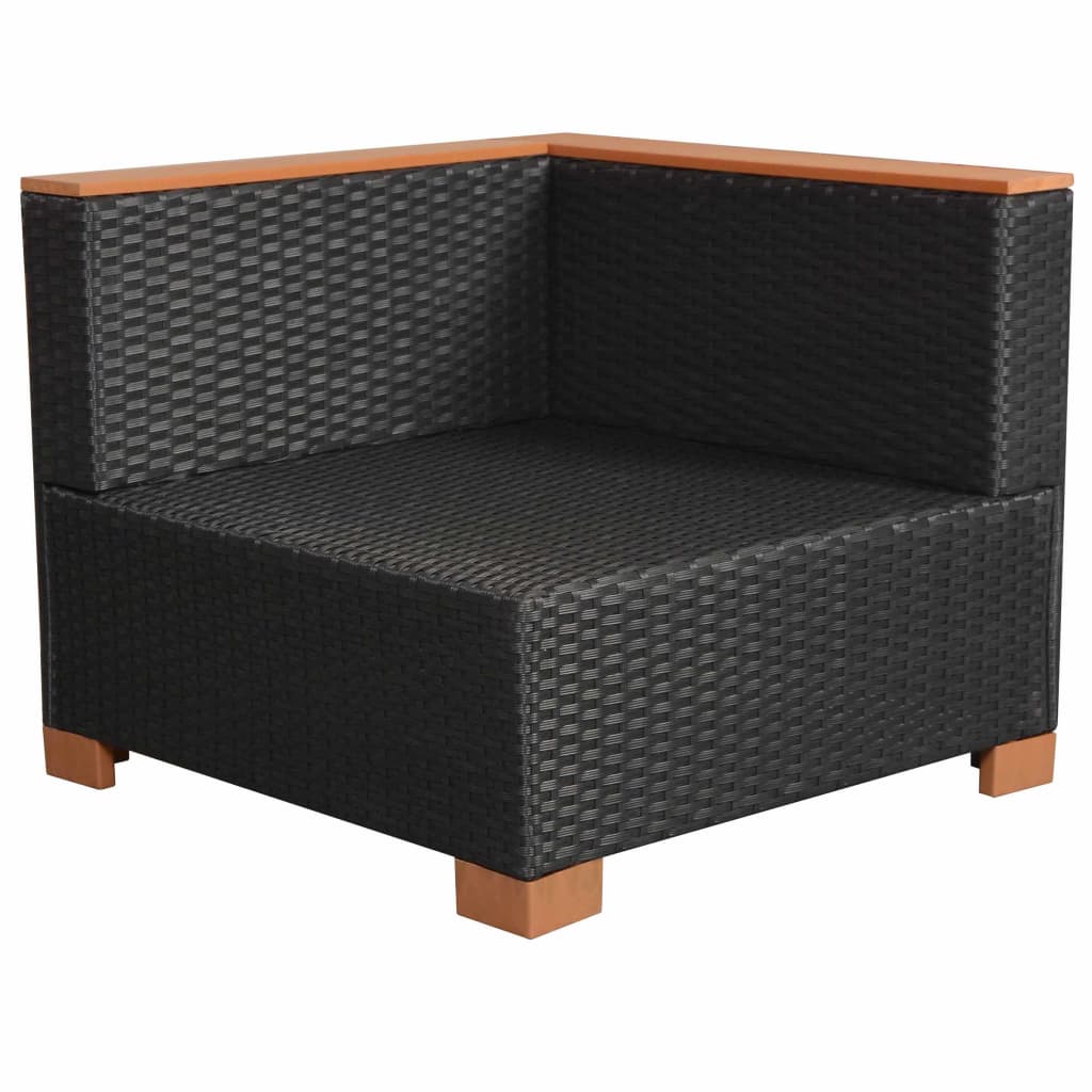 haveloungesæt 9 dele med hynder polyrattan sort