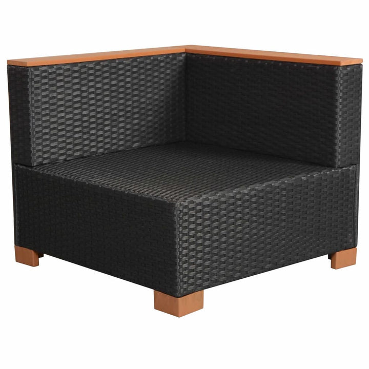 haveloungesæt 9 dele med hynder polyrattan sort