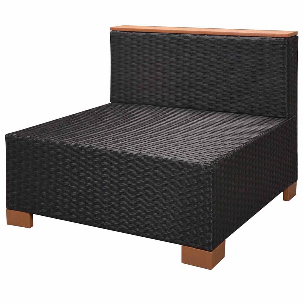 haveloungesæt 8 dele med hynder polyrattan sort