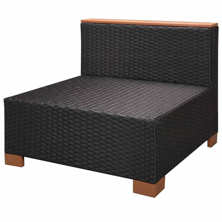 haveloungesæt 7 dele med hynder polyrattan sort