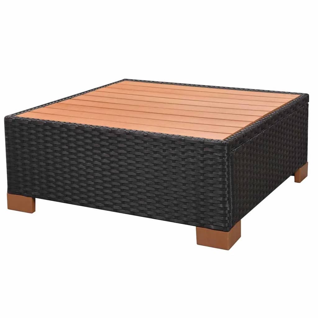 haveloungesæt 7 dele med hynder polyrattan sort