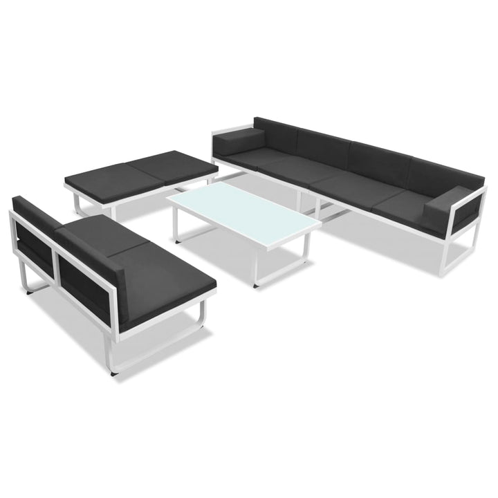 haveloungesæt 5 dele textilene aluminium sort