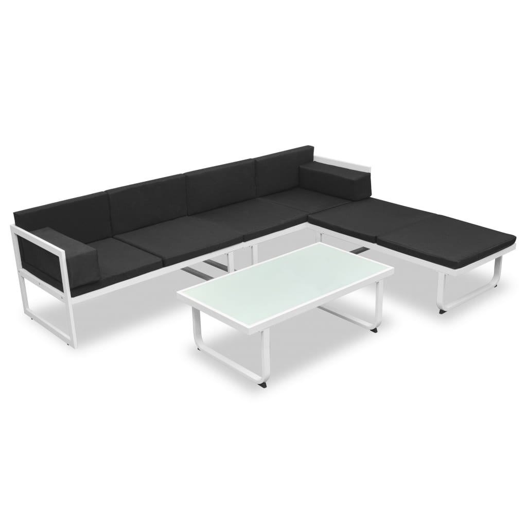haveloungesæt 4 dele med hynder aluminium sort