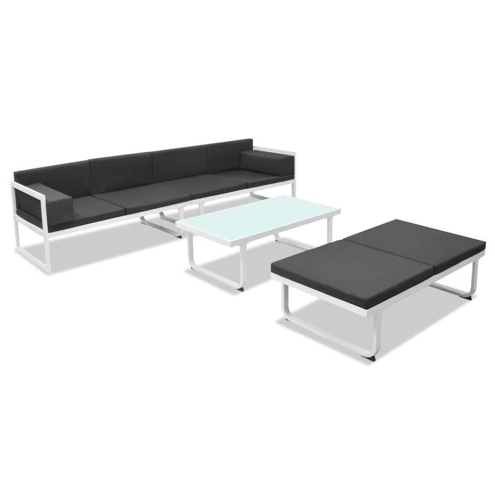 haveloungesæt 4 dele med hynder aluminium sort