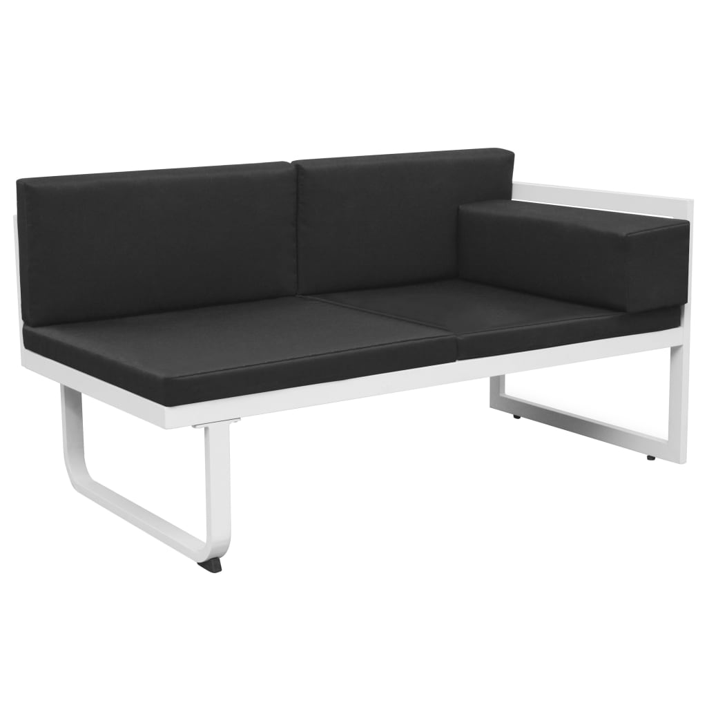 haveloungesæt 4 dele med hynder aluminium sort