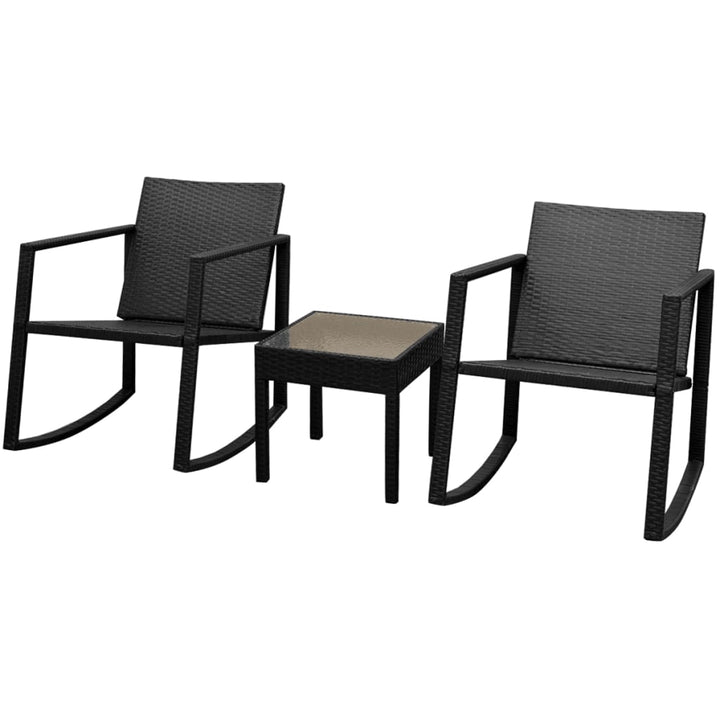 bistrosæt 3 dele polyrattan sort
