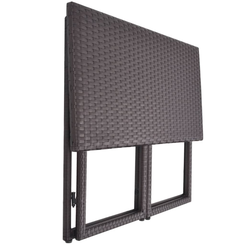 foldbart udendørs spisebordssæt 5 dele stål polyrattan brun