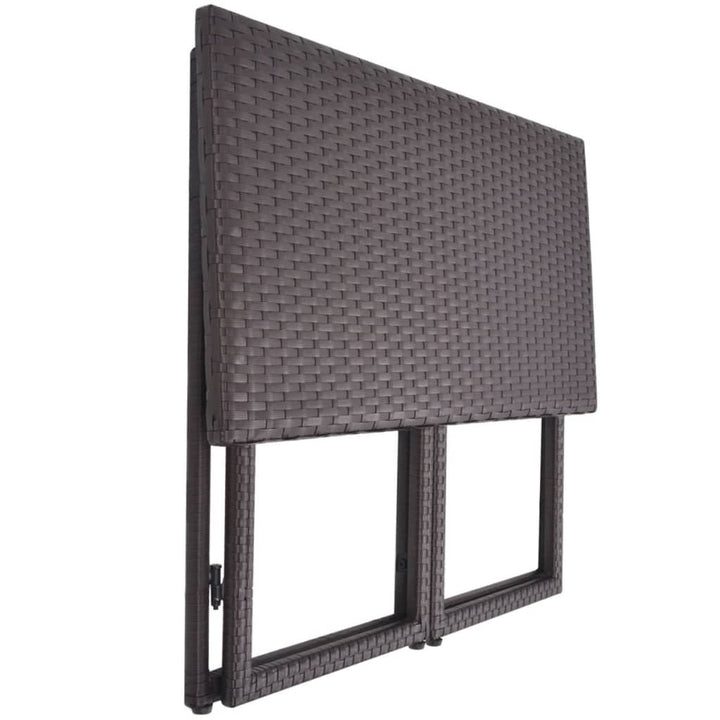 foldbart udendørs spisebordssæt 5 dele stål polyrattan brun