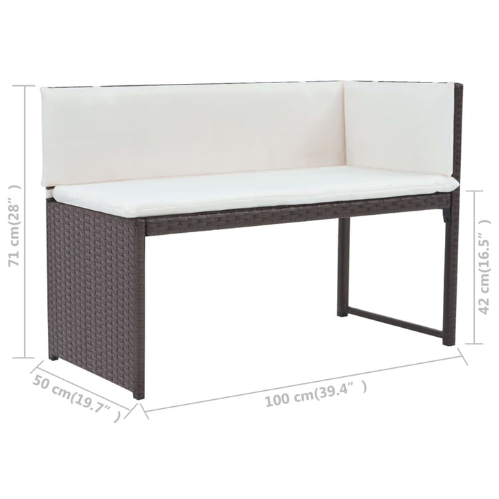 foldbart udendørs spisebordssæt 5 dele stål polyrattan brun