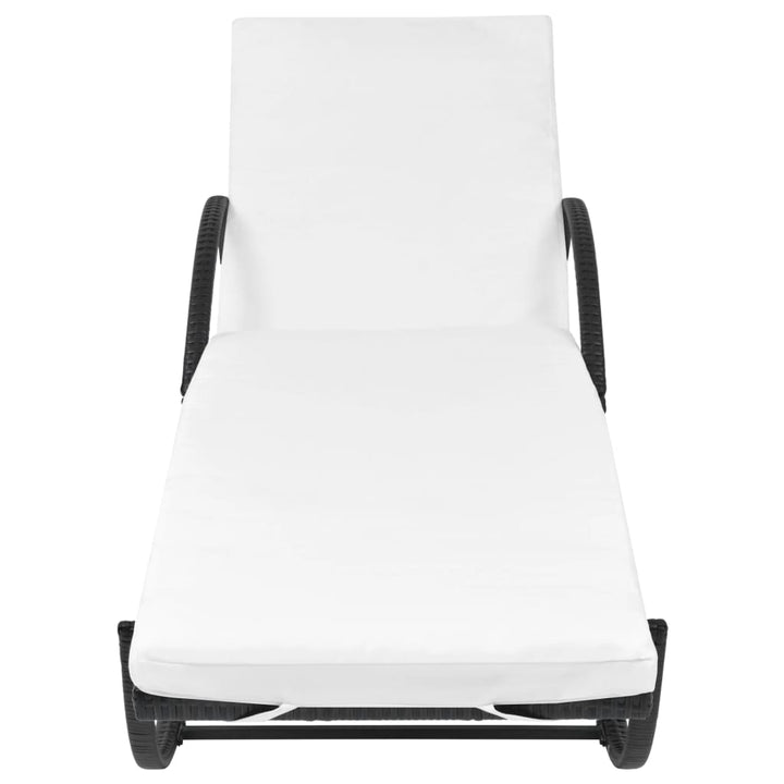 liggestol med hynde polyrattan sort