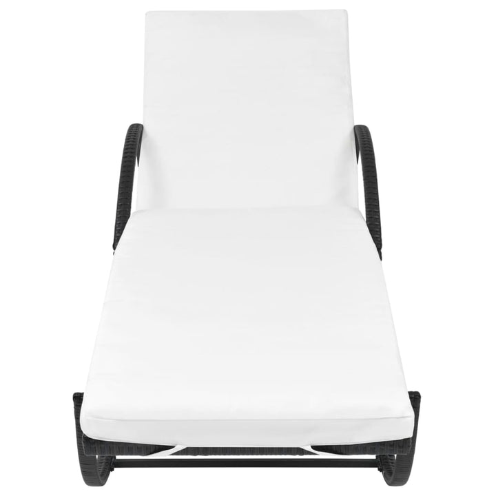liggestol med hynde & bord polyrattan sort