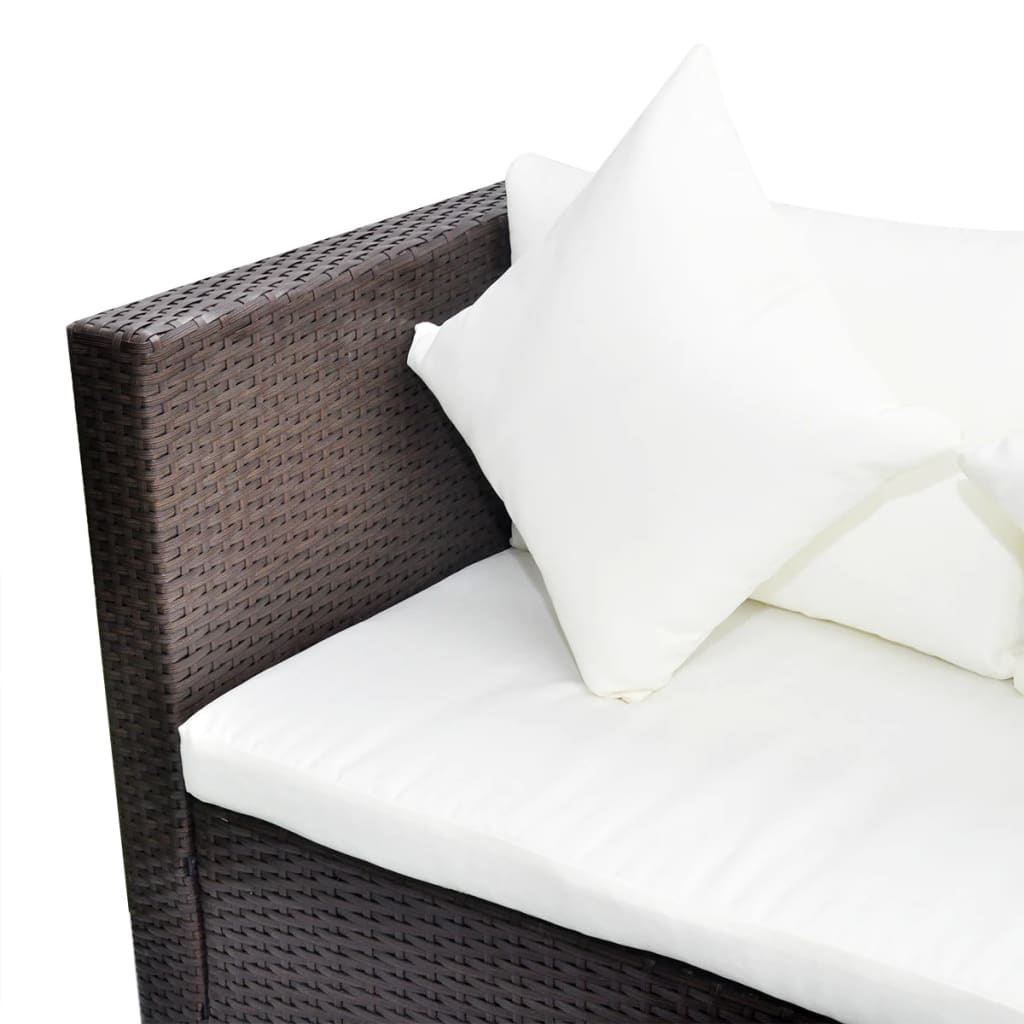 haveloungesæt 4 dele med hynder polyrattan brun