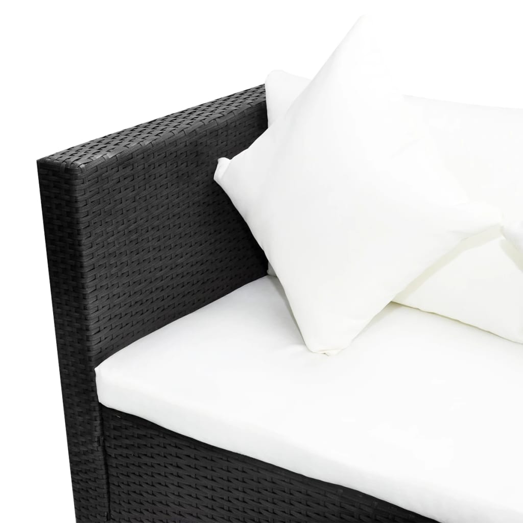 haveloungesæt 4 dele med hynder polyrattan sort