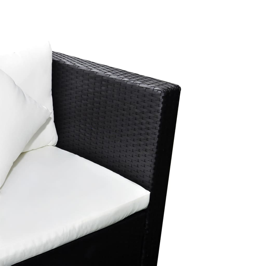haveloungesæt 4 dele med hynder polyrattan sort