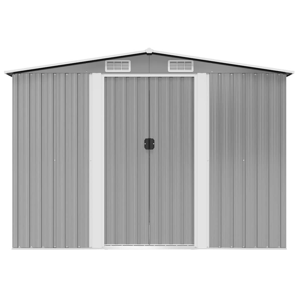 opbevaringsskur til haven 257x205x178 cm metal grå