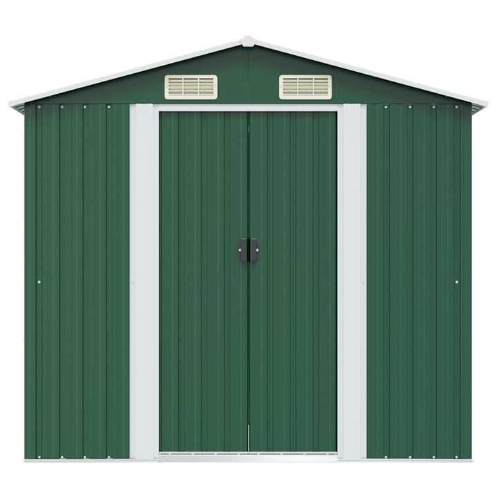 opbevaringsskur til haven 204x132x186 cm metal grøn