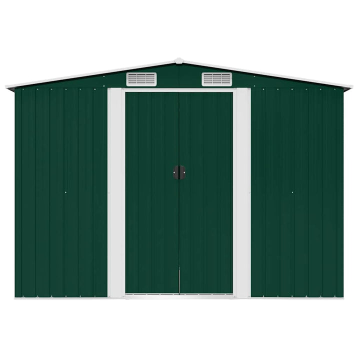 opbevaringsskur til haven 257x205x178 cm metal grøn