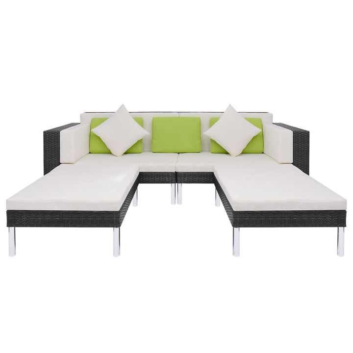 haveloungesæt 4 dele med hynder polyrattan sort
