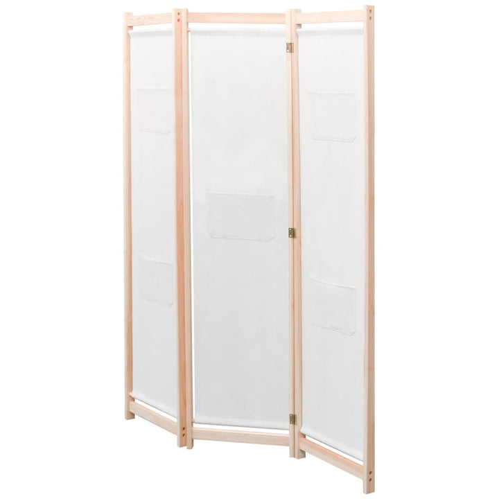 3-panels rumdeler 120 x 170 x 4 cm stof cremefarvet