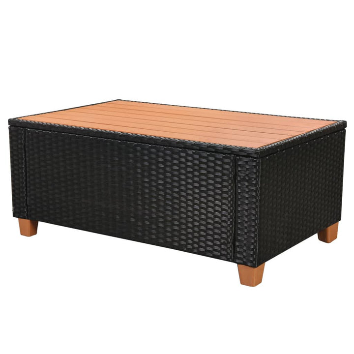 loungesæt til haven 4 dele med hynder polyrattan sort
