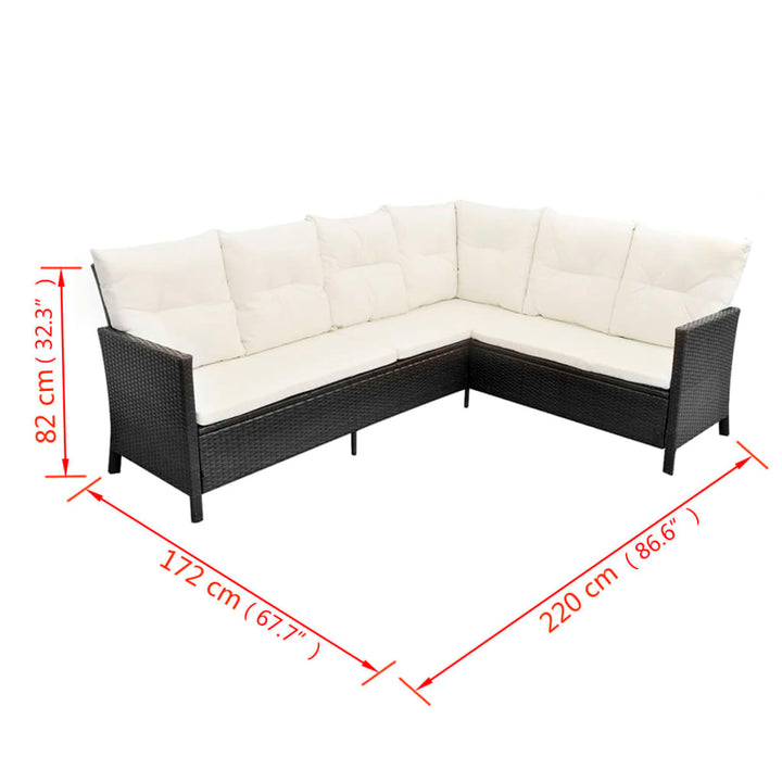 haveloungesæt 4 dele med hynder polyrattan sort