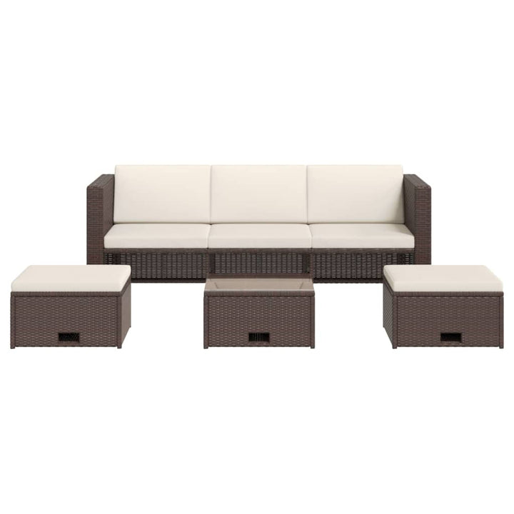 haveloungesæt 4 dele med hynder polyrattan brun