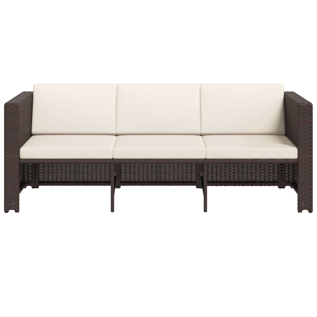 haveloungesæt 4 dele med hynder polyrattan brun