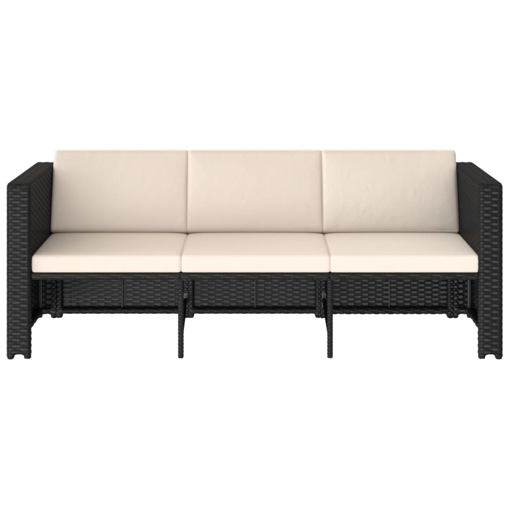 haveloungesæt 4 dele med hynder polyrattan sort