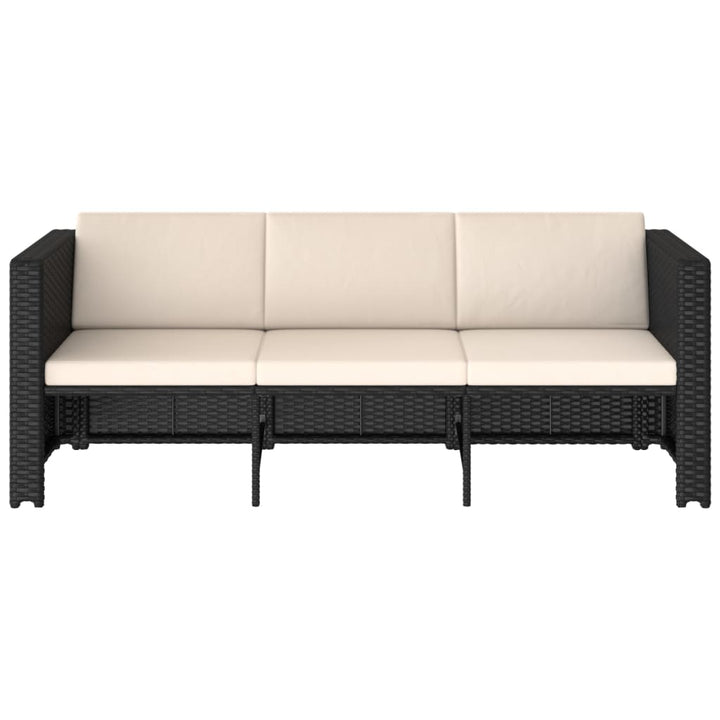 haveloungesæt 4 dele med hynder polyrattan sort