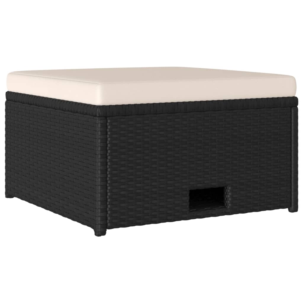 haveloungesæt 4 dele med hynder polyrattan sort